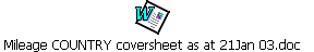 Mileage COUNTRY coversheet as at 21Jan 03.doc